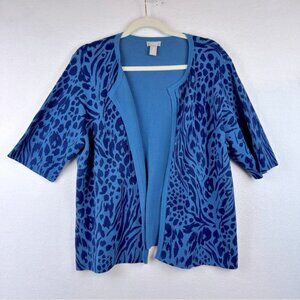 Chico’s Womens Size 3 or XLarge Cheetah Print Open Cardigan Office Brunch Soft